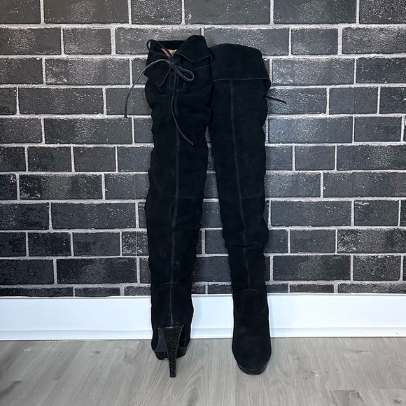 BLACK SUEDE LEATHER HIGH BOOTS - Picture 5 of 9